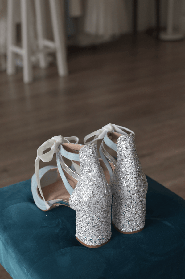AYLA glitter Celeste  6.8cm - Lomas-shoes